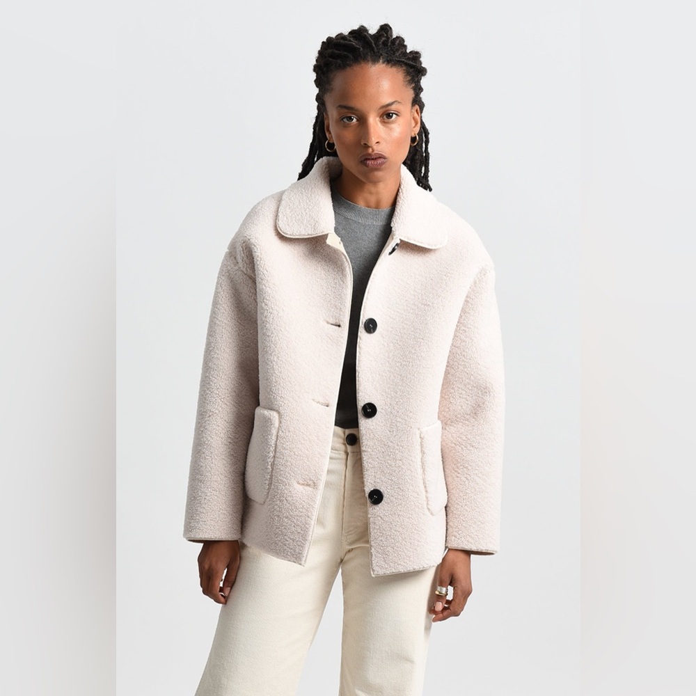 Molly Bracken Faux Sheepskin Teddy Coat Jacket Cream Ivory Women’s Size M Like N